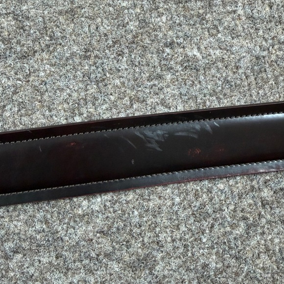 Johnston & Murphy Brown Maroon Red Leather Belt Men Size 38 Silver Square Buckle - Picture 9 of 12